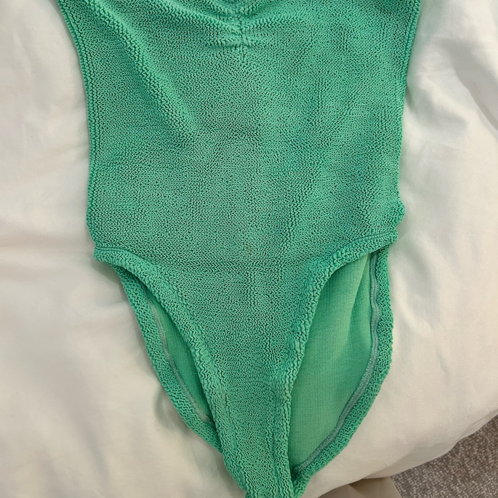 Hunza G . Green One Piece Swimsuit